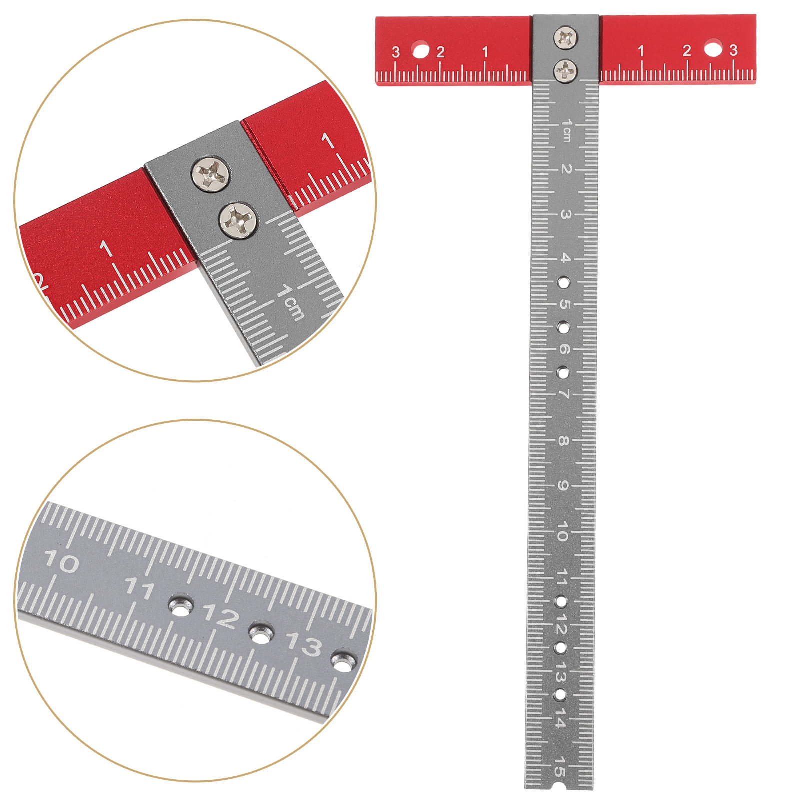 Woodworking Studio - T-liniaal Aluminiumlegering Nauwkeurig meetinstrument voor rechte