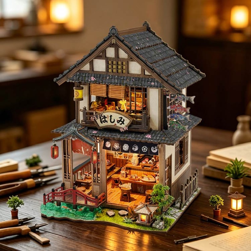 DIY houten Bridgeside Machiya  - Woodworking Kits For Kids recensie en prijs